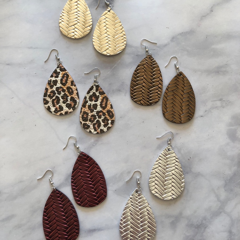 Metallic faux leather earrings